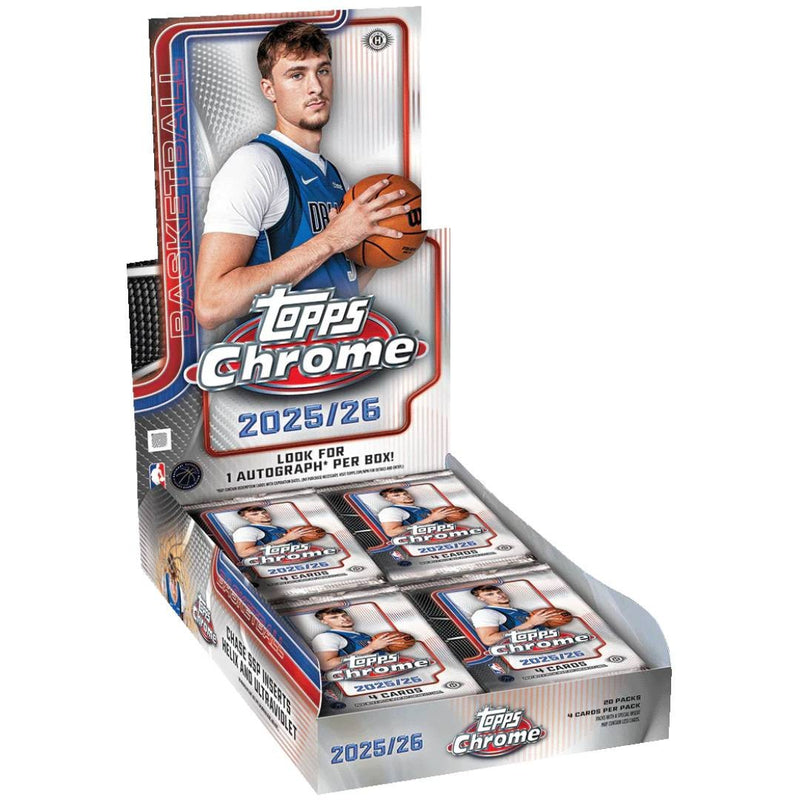 2025-26 Topps Chrome Basketball Hobby Box, 20 packs of 4 cards