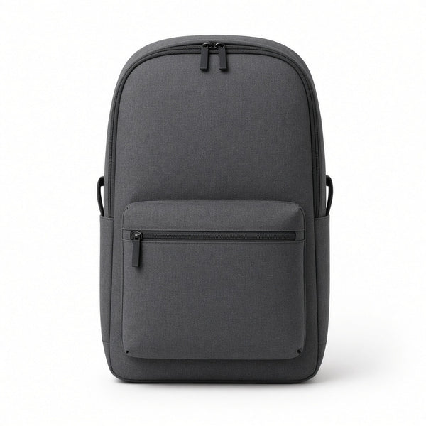 Charcoal gray backpack on a white background