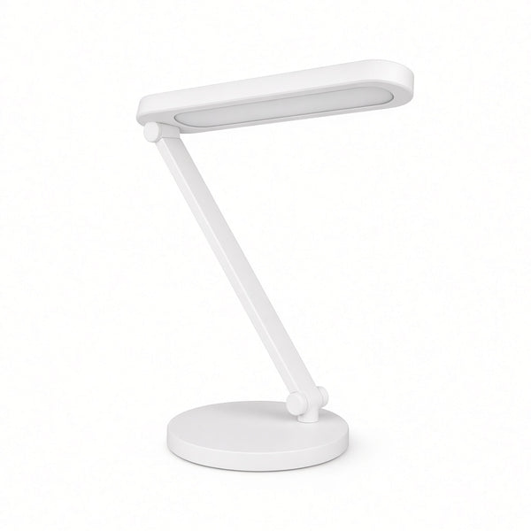 White adjustable desk lamp on a white background
