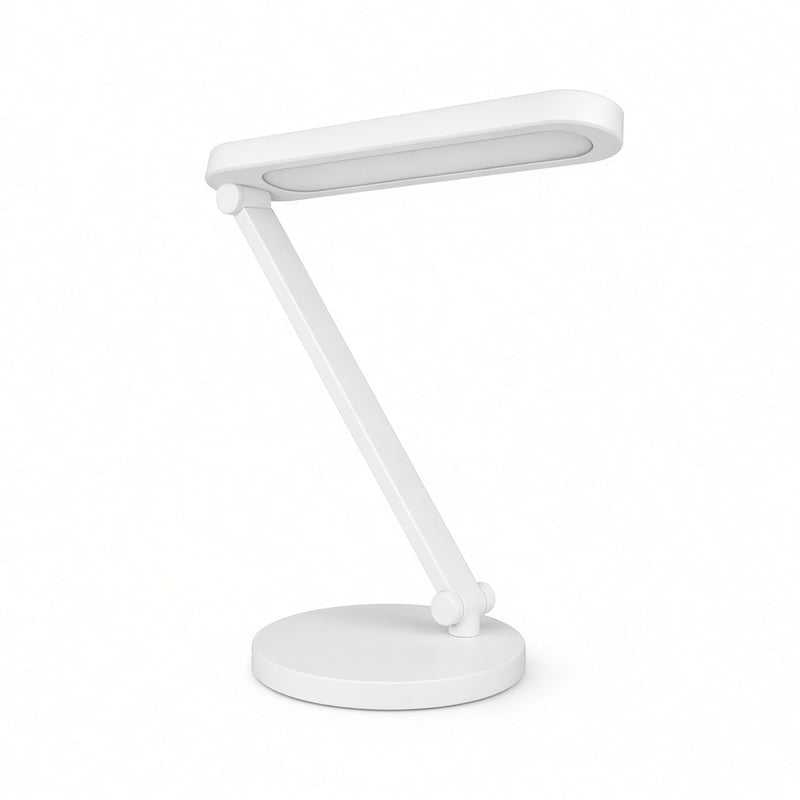 White adjustable desk lamp on a white background