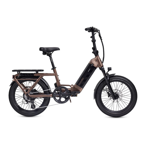 Ride1Up Portola 02 folding e-bike in Bronze with rear rack